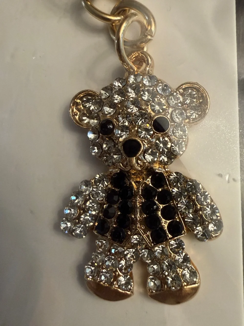 ItGirl Gold-tone Rhinestone Vested Teddy Bear Keychain/Charm